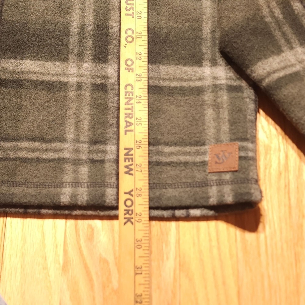 John Wayne Fleece 1/4 Zip Pullover Sweatshirt Jacket Mens Sz Medium Green Plaid - Picture 7 of 9